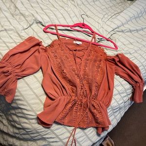 Dusty rose cold shoulder top size small from a boutique